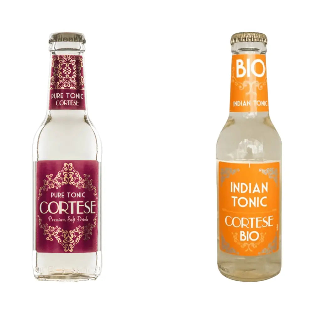 Cortese - Confezione Da 24 Bottiglie: 12 Pure Tonic + 12 Indian Tonic - 200ml - Pure Tonic & Indian Tonic