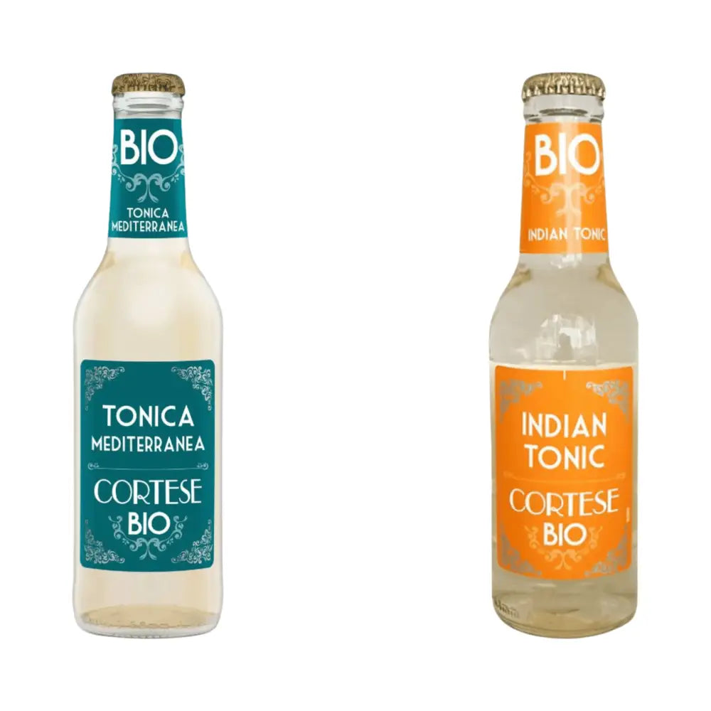 Cortese - Confezione Da 24 Bottiglie: 12 Tonica Mediterranea + 12 Indian Tonic - 200ml - Tonica Mediterranea & Indian